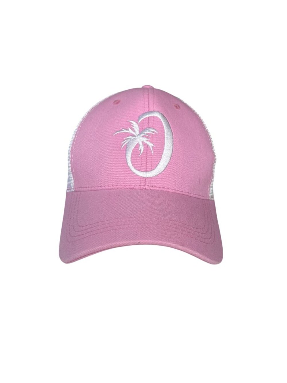 Chateau De Berne Trucker Hat Womens Pink White Embroidered Adjustable Snapback